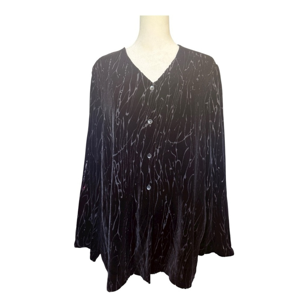 Jones New York Black Velvet Shirt Vintage